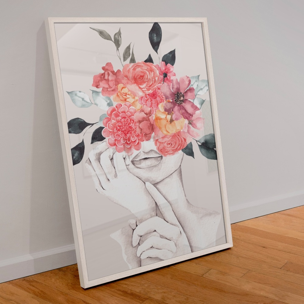 Watercolor Floral Woman Portrait Wall Art Illustration Print Poster Unframed - Picture 5 of 17